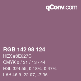 Color code: RGB 142 98 124 | qconv.com