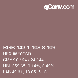 Color code: RGB 143.1 108.8 109 | qconv.com
