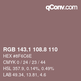 Farbcode: RGB 143.1 108.8 110 | qconv.com