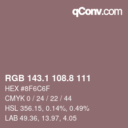 Color code: RGB 143.1 108.8 111 | qconv.com