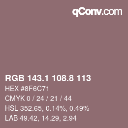 カラーコード: RGB 143.1 108.8 113 | qconv.com
