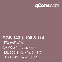 Color code: RGB 143.1 108.8 114 | qconv.com