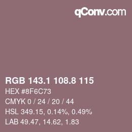 カラーコード: RGB 143.1 108.8 115 | qconv.com