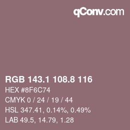 カラーコード: RGB 143.1 108.8 116 | qconv.com
