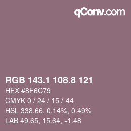 カラーコード: RGB 143.1 108.8 121 | qconv.com