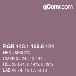 Farbcode: RGB 143.1 108.8 124 | qconv.com