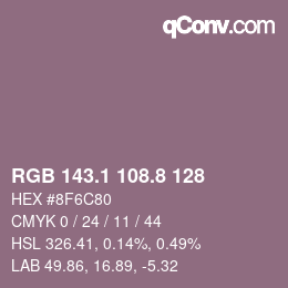 Color code: RGB 143.1 108.8 128 | qconv.com
