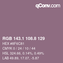 Color code: RGB 143.1 108.8 129 | qconv.com