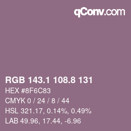 カラーコード: RGB 143.1 108.8 131 | qconv.com