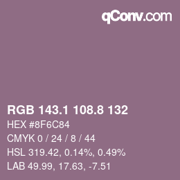 カラーコード: RGB 143.1 108.8 132 | qconv.com