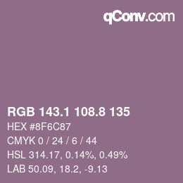 Color code: RGB 143.1 108.8 135 | qconv.com