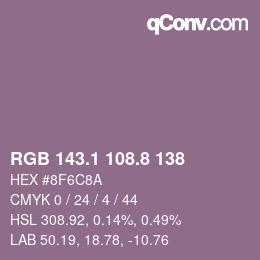 Color code: RGB 143.1 108.8 138 | qconv.com