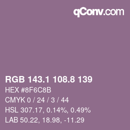 Farbcode: RGB 143.1 108.8 139 | qconv.com