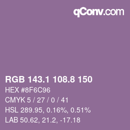 Color code: RGB 143.1 108.8 150 | qconv.com