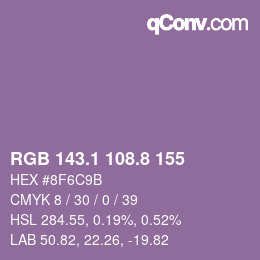 Color code: RGB 143.1 108.8 155 | qconv.com
