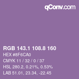 Color code: RGB 143.1 108.8 160 | qconv.com