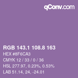 カラーコード: RGB 143.1 108.8 163 | qconv.com
