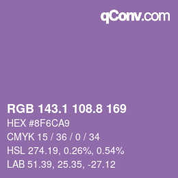カラーコード: RGB 143.1 108.8 169 | qconv.com