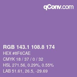 カラーコード: RGB 143.1 108.8 174 | qconv.com