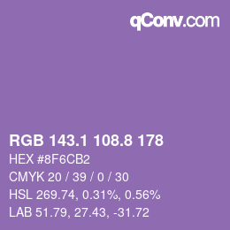 カラーコード: RGB 143.1 108.8 178 | qconv.com