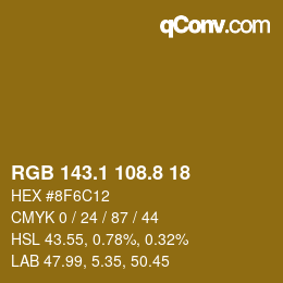 Color code: RGB 143.1 108.8 18 | qconv.com