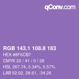 カラーコード: RGB 143.1 108.8 183 | qconv.com