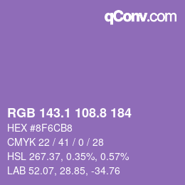 カラーコード: RGB 143.1 108.8 184 | qconv.com