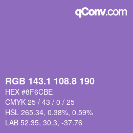 カラーコード: RGB 143.1 108.8 190 | qconv.com