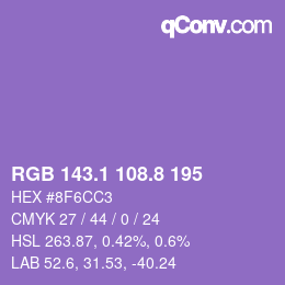 カラーコード: RGB 143.1 108.8 195 | qconv.com