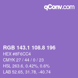 カラーコード: RGB 143.1 108.8 196 | qconv.com