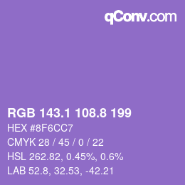 カラーコード: RGB 143.1 108.8 199 | qconv.com