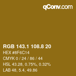 カラーコード: RGB 143.1 108.8 20 | qconv.com