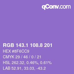 カラーコード: RGB 143.1 108.8 201 | qconv.com