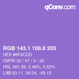 カラーコード: RGB 143.1 108.8 205 | qconv.com