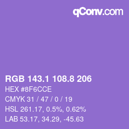 カラーコード: RGB 143.1 108.8 206 | qconv.com
