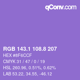 カラーコード: RGB 143.1 108.8 207 | qconv.com