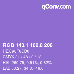 カラーコード: RGB 143.1 108.8 208 | qconv.com