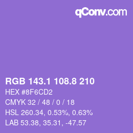 カラーコード: RGB 143.1 108.8 210 | qconv.com