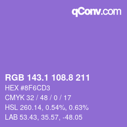 カラーコード: RGB 143.1 108.8 211 | qconv.com