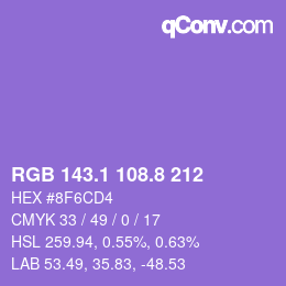 カラーコード: RGB 143.1 108.8 212 | qconv.com
