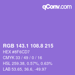 カラーコード: RGB 143.1 108.8 215 | qconv.com