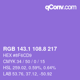 カラーコード: RGB 143.1 108.8 217 | qconv.com