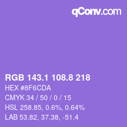 カラーコード: RGB 143.1 108.8 218 | qconv.com