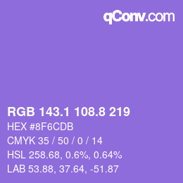 カラーコード: RGB 143.1 108.8 219 | qconv.com