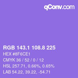 カラーコード: RGB 143.1 108.8 225 | qconv.com