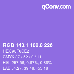 カラーコード: RGB 143.1 108.8 226 | qconv.com