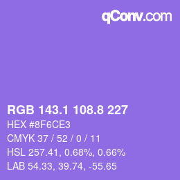 カラーコード: RGB 143.1 108.8 227 | qconv.com