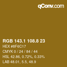 Color code: RGB 143.1 108.8 23 | qconv.com