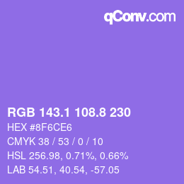 カラーコード: RGB 143.1 108.8 230 | qconv.com