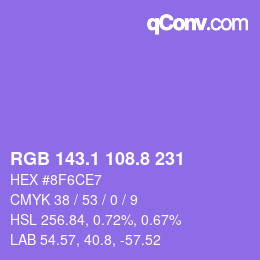 カラーコード: RGB 143.1 108.8 231 | qconv.com
